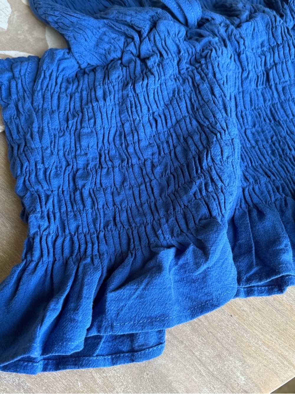 Blue Smocked Halter Ruffle Tank Top - Picture 5 of 6